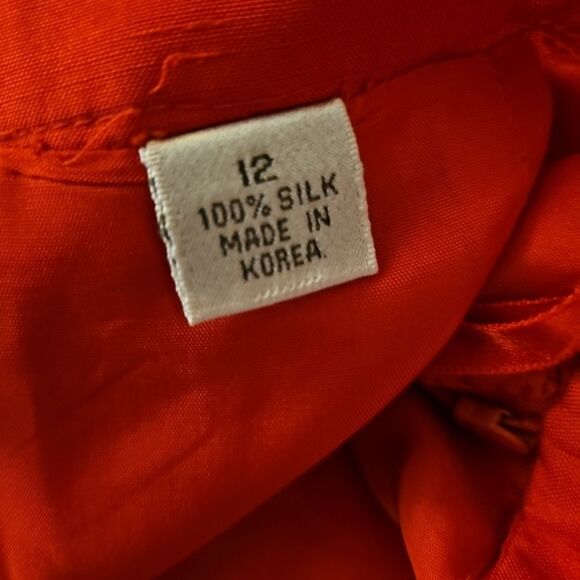 Linda Allard Ellen Tracy silk pencil skirt Red Sz 12 Lined side zip Vintage - Picture 11 of 16